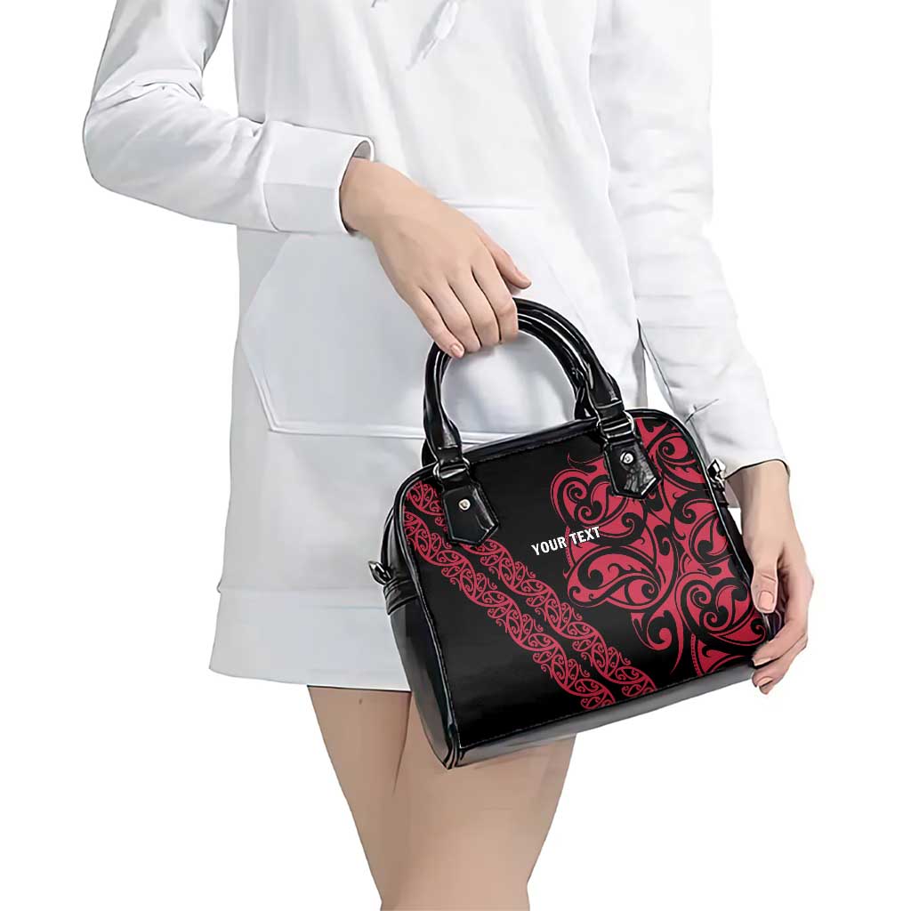 All Black Maori Tribal Tattoo Personalised Shoulder Handbag Classic Red Polynesian Style - Polynesian Pride