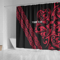 All Black Maori Tribal Tattoo Personalised Shower Curtain Classic Red Polynesian Style - Polynesian Pride
