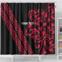All Black Maori Tribal Tattoo Personalised Shower Curtain Classic Red Polynesian Style - Polynesian Pride