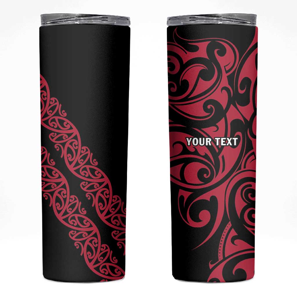 All Black Maori Tribal Tattoo Personalised Skinny Tumbler Classic Red Polynesian Style - Polynesian Pride