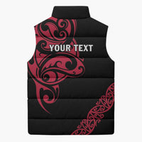 All Black Maori Tribal Tattoo Personalised Sleeveless Puffer Jacket Classic Red Polynesian Style - Polynesian Pride