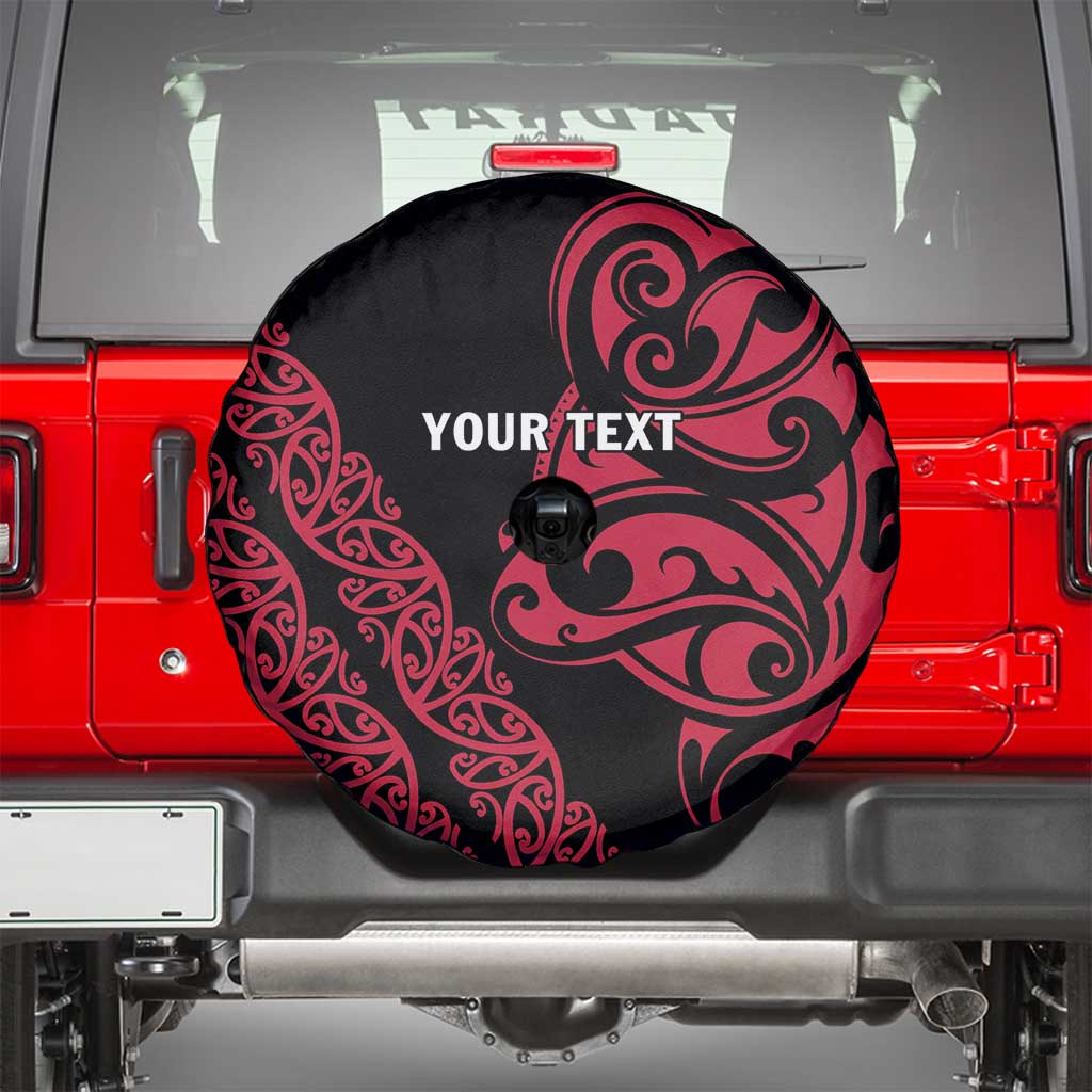 All Black Maori Tribal Tattoo Personalised Spare Tire Cover Classic Red Polynesian Style - Polynesian Pride