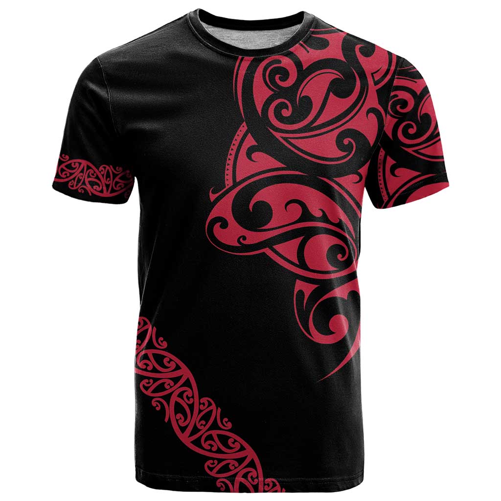 All Black Maori Tribal Tattoo Personalised T Shirt Classic Red Polynesian Style - Polynesian Pride