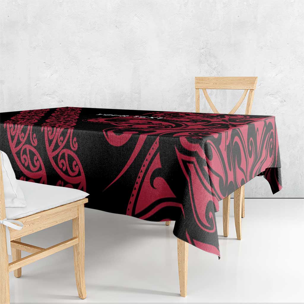 All Black Maori Tribal Tattoo Personalised Tablecloth Classic Red Polynesian Style - Polynesian Pride