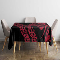 All Black Maori Tribal Tattoo Personalised Tablecloth Classic Red Polynesian Style - Polynesian Pride