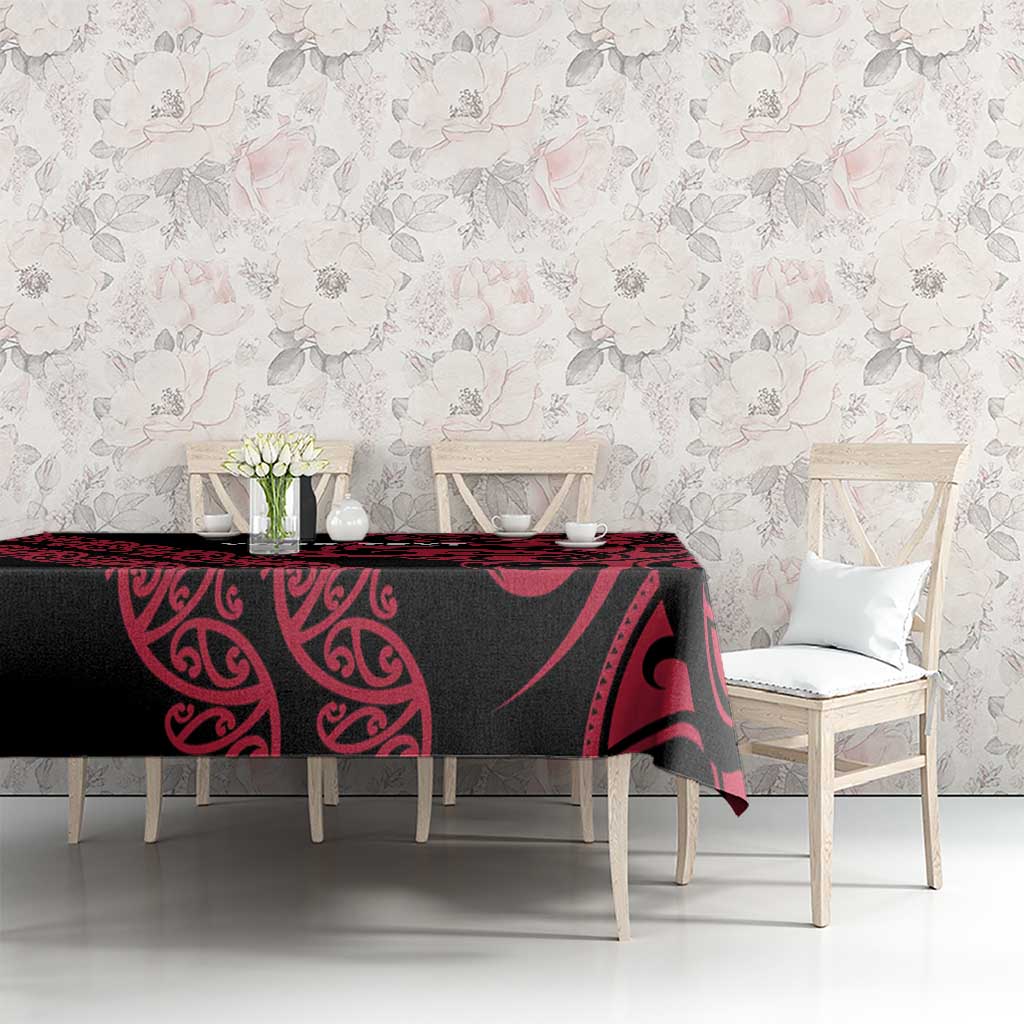 All Black Maori Tribal Tattoo Personalised Tablecloth Classic Red Polynesian Style - Polynesian Pride