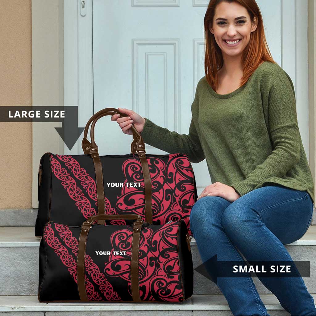 All Black Maori Tribal Tattoo Personalised Travel Bag Classic Red Polynesian Style - Polynesian Pride