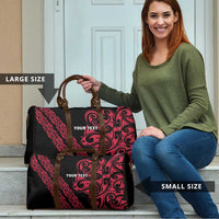 All Black Maori Tribal Tattoo Personalised Travel Bag Classic Red Polynesian Style - Polynesian Pride