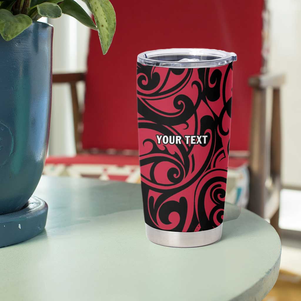 All Black Maori Tribal Tattoo Personalised Tumbler Cup Classic Red Polynesian Style - Polynesian Pride