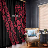 All Black Maori Tribal Tattoo Personalised Window Curtain Classic Red Polynesian Style - Polynesian Pride