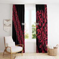 All Black Maori Tribal Tattoo Personalised Window Curtain Classic Red Polynesian Style - Polynesian Pride