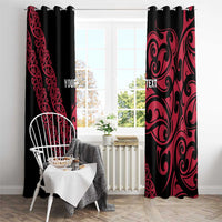 All Black Maori Tribal Tattoo Personalised Window Curtain Classic Red Polynesian Style - Polynesian Pride