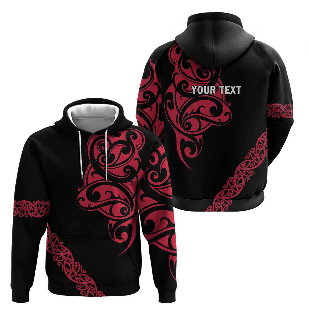 All Black Maori Tribal Tattoo Personalised Zip Hoodie Classic Red Polynesian Style - Polynesian Pride