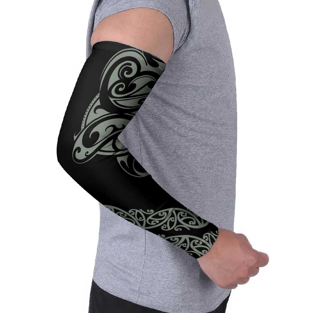 All Black Maori Tribal Tattoo Personalised Arm Sleeves Moss Green Polynesian Style - Polynesian Pride