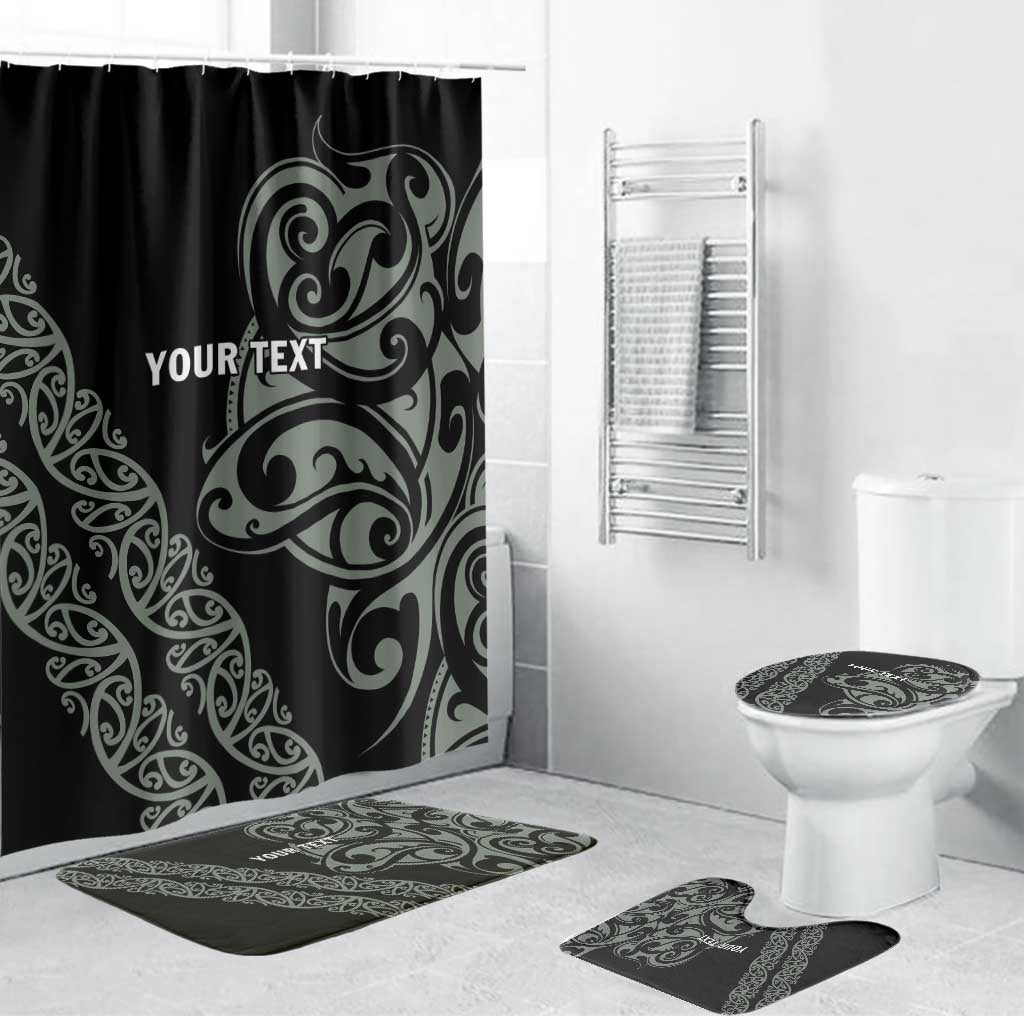 All Black Maori Tribal Tattoo Personalised Bathroom Set Moss Green Polynesian Style - Polynesian Pride