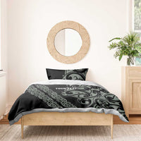 All Black Maori Tribal Tattoo Personalised Bedding Set Moss Green Polynesian Style - Polynesian Pride