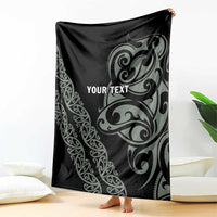 All Black Maori Tribal Tattoo Personalised Blanket Moss Green Polynesian Style - Polynesian Pride