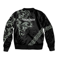 All Black Maori Tribal Tattoo Personalised Bomber Jacket Moss Green Polynesian Style - Polynesian Pride