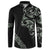 All Black Maori Tribal Tattoo Personalised Button Sweatshirt Moss Green Polynesian Style - Polynesian Pride