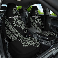 All Black Maori Tribal Tattoo Personalised Car Seat Cover Moss Green Polynesian Style - Polynesian Pride