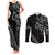 All Black Maori Tribal Tattoo Personalised Couples Matching Tank Maxi Dress and Long Sleeve Button Shirt Moss Green Polynesian Style - Polynesian Pride