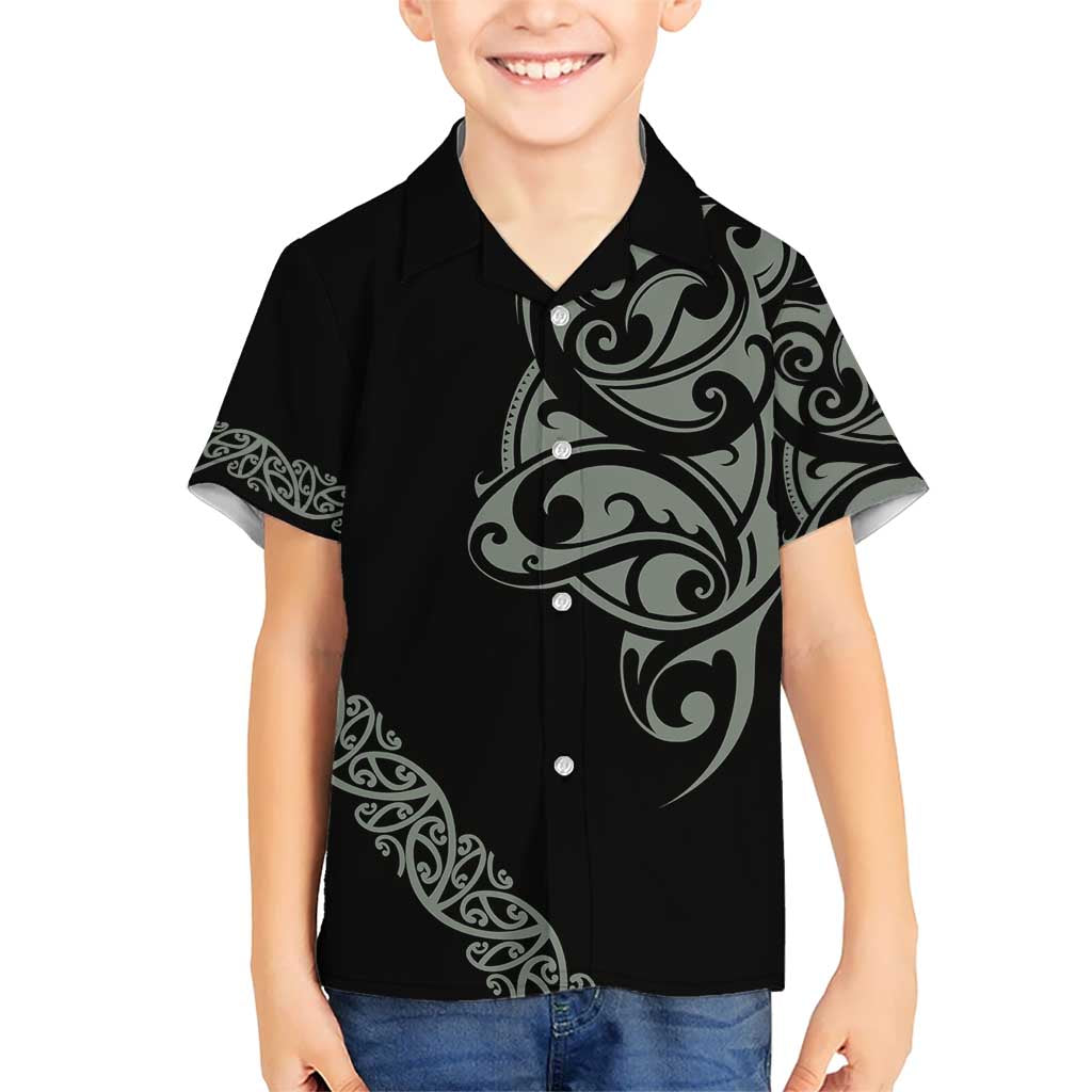 All Black Maori Tribal Tattoo Personalised Hawaiian Shirt Moss Green Polynesian Style - Polynesian Pride
