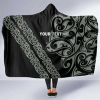 All Black Maori Tribal Tattoo Personalised Hooded Blanket Moss Green Polynesian Style - Polynesian Pride