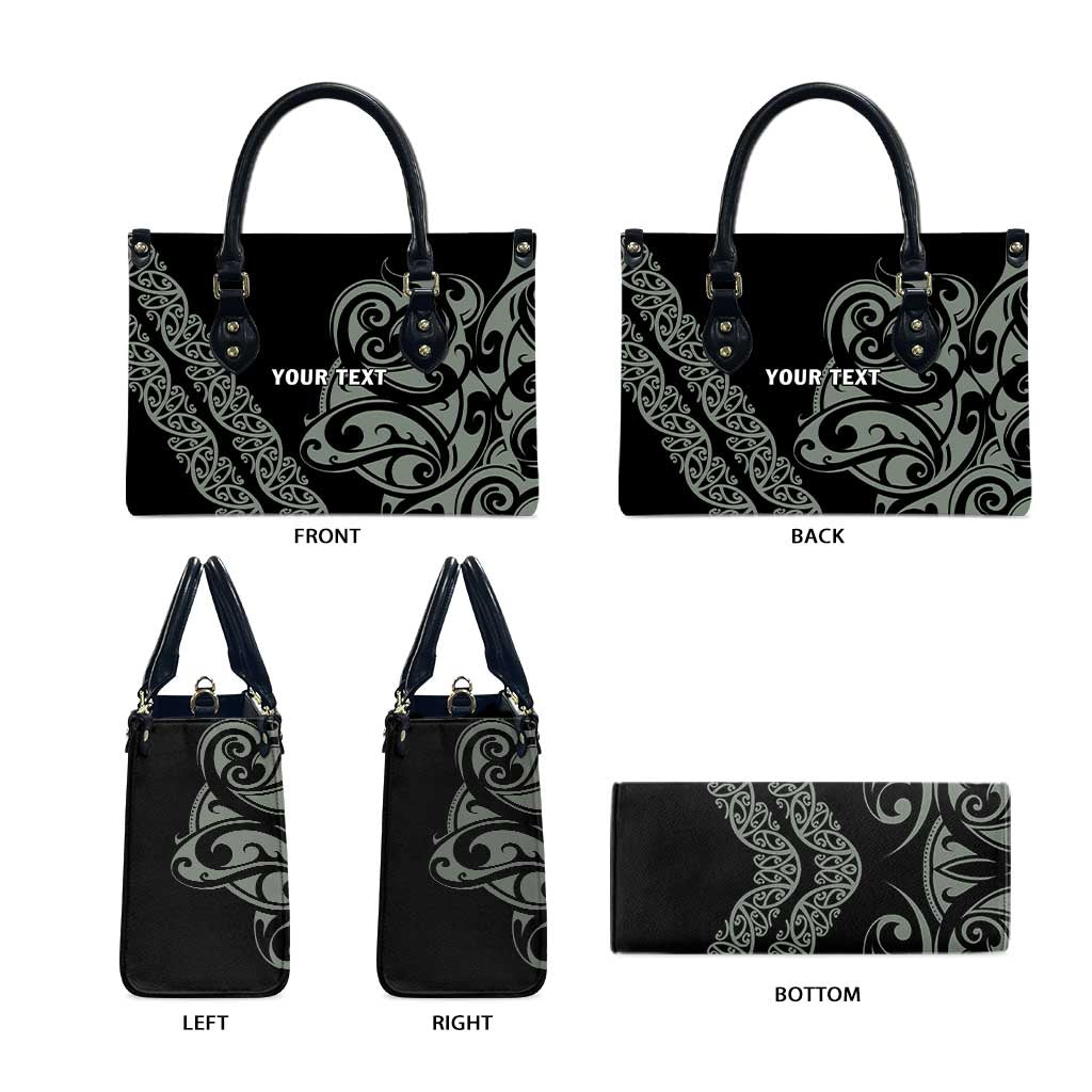 All Black Maori Tribal Tattoo Personalised Leather Bag Moss Green Polynesian Style - Polynesian Pride