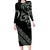 All Black Maori Tribal Tattoo Personalised Long Sleeve Bodycon Dress Moss Green Polynesian Style - Polynesian Pride