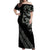 All Black Maori Tribal Tattoo Personalised Off Shoulder Maxi Dress Moss Green Polynesian Style - Polynesian Pride