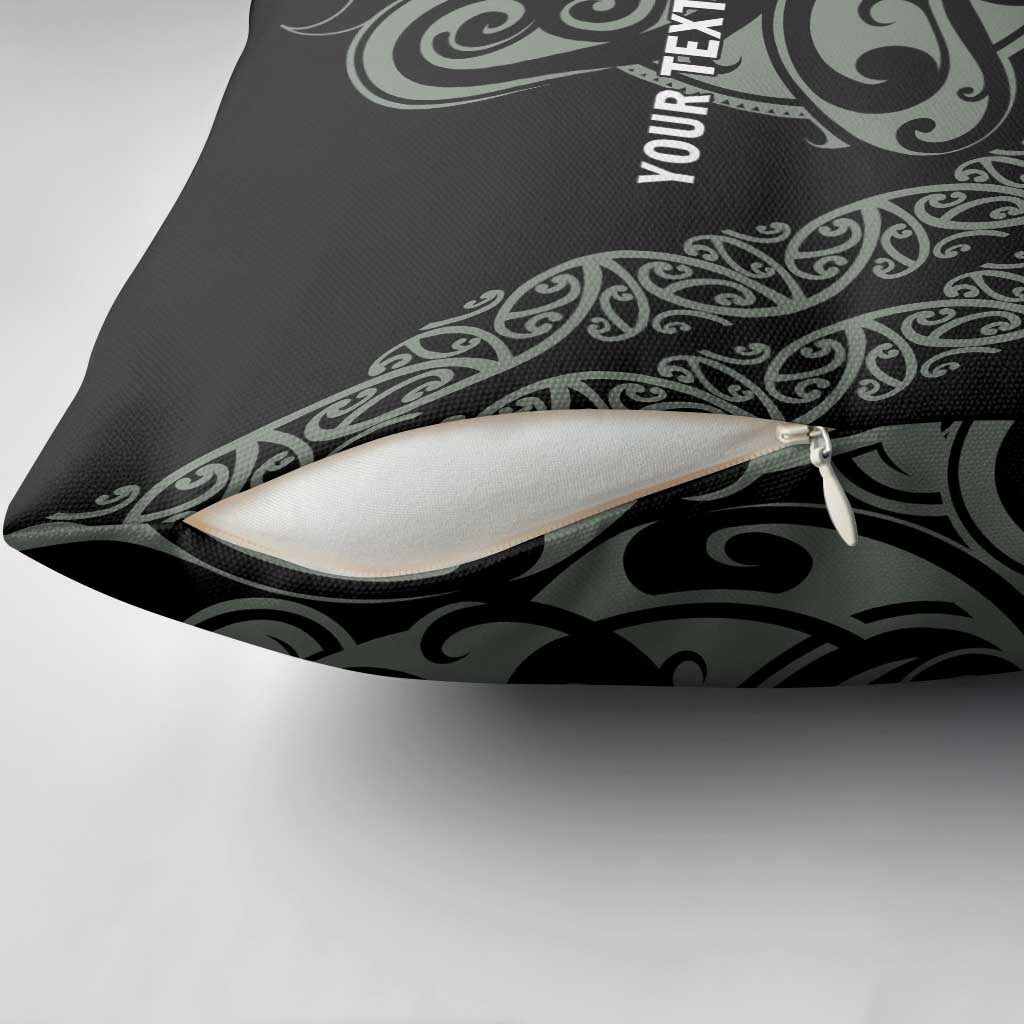 All Black Maori Tribal Tattoo Personalised Pillow Cover Moss Green Polynesian Style - Polynesian Pride