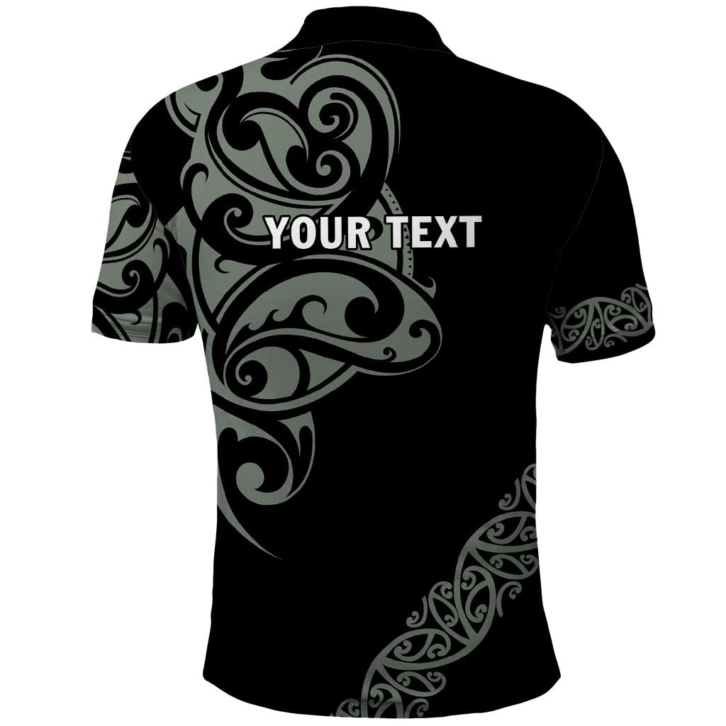 All Black Maori Tribal Tattoo Personalised Polo Shirt Moss Green Polynesian Style LT9 - Polynesian Pride