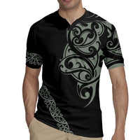 All Black Maori Tribal Tattoo Personalised Rugby Jersey Moss Green Polynesian Style - Polynesian Pride