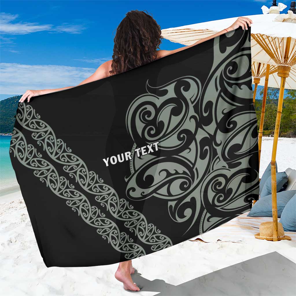 All Black Maori Tribal Tattoo Personalised Sarong Moss Green Polynesian Style - Polynesian Pride