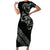 All Black Maori Tribal Tattoo Personalised Short Sleeve Bodycon Dress Moss Green Polynesian Style - Polynesian Pride