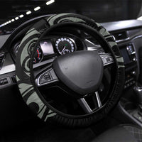 All Black Maori Tribal Tattoo Steering Wheel Cover Moss Green Polynesian Style - Polynesian Pride