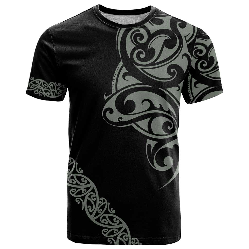 All Black Maori Tribal Tattoo Personalised T Shirt Moss Green Polynesian Style - Polynesian Pride