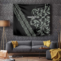 All Black Maori Tribal Tattoo Personalised Tapestry Moss Green Polynesian Style - Polynesian Pride