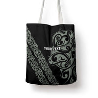 All Black Maori Tribal Tattoo Personalised Tote Bag Moss Green Polynesian Style - Polynesian Pride