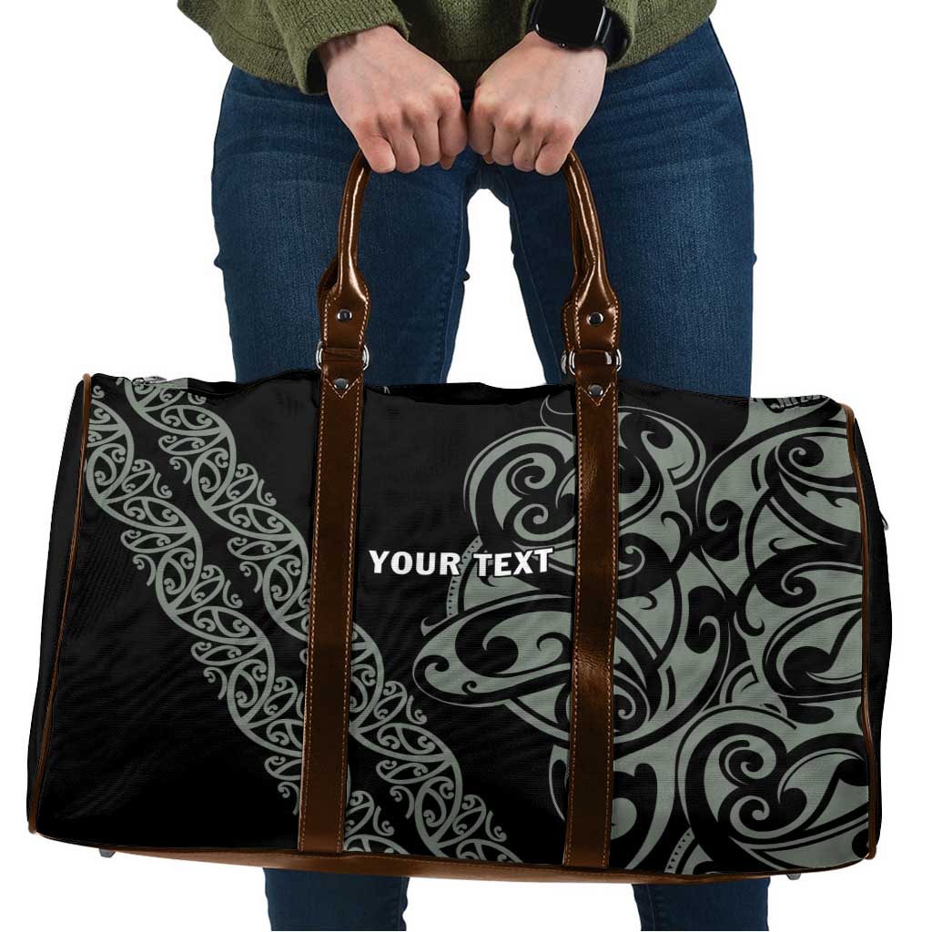 All Black Maori Tribal Tattoo Personalised Travel Bag Moss Green Polynesian Style - Polynesian Pride