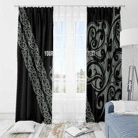 All Black Maori Tribal Tattoo Personalised Window Curtain Moss Green Polynesian Style - Polynesian Pride