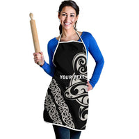 All Black Maori Tribal Tattoo Personalised Apron Stone Gray Polynesian Style - Polynesian Pride
