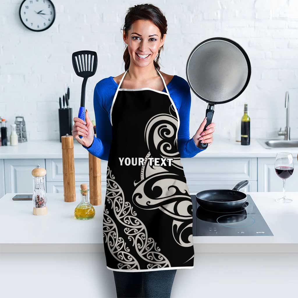 All Black Maori Tribal Tattoo Personalised Apron Stone Gray Polynesian Style - Polynesian Pride