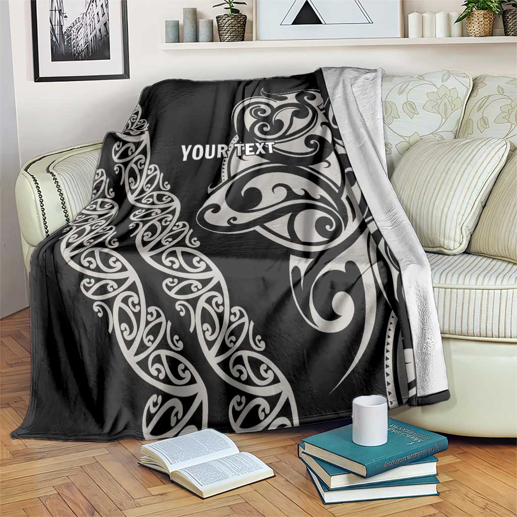 All Black Maori Tribal Tattoo Personalised Blanket Stone Gray Polynesian Style - Polynesian Pride