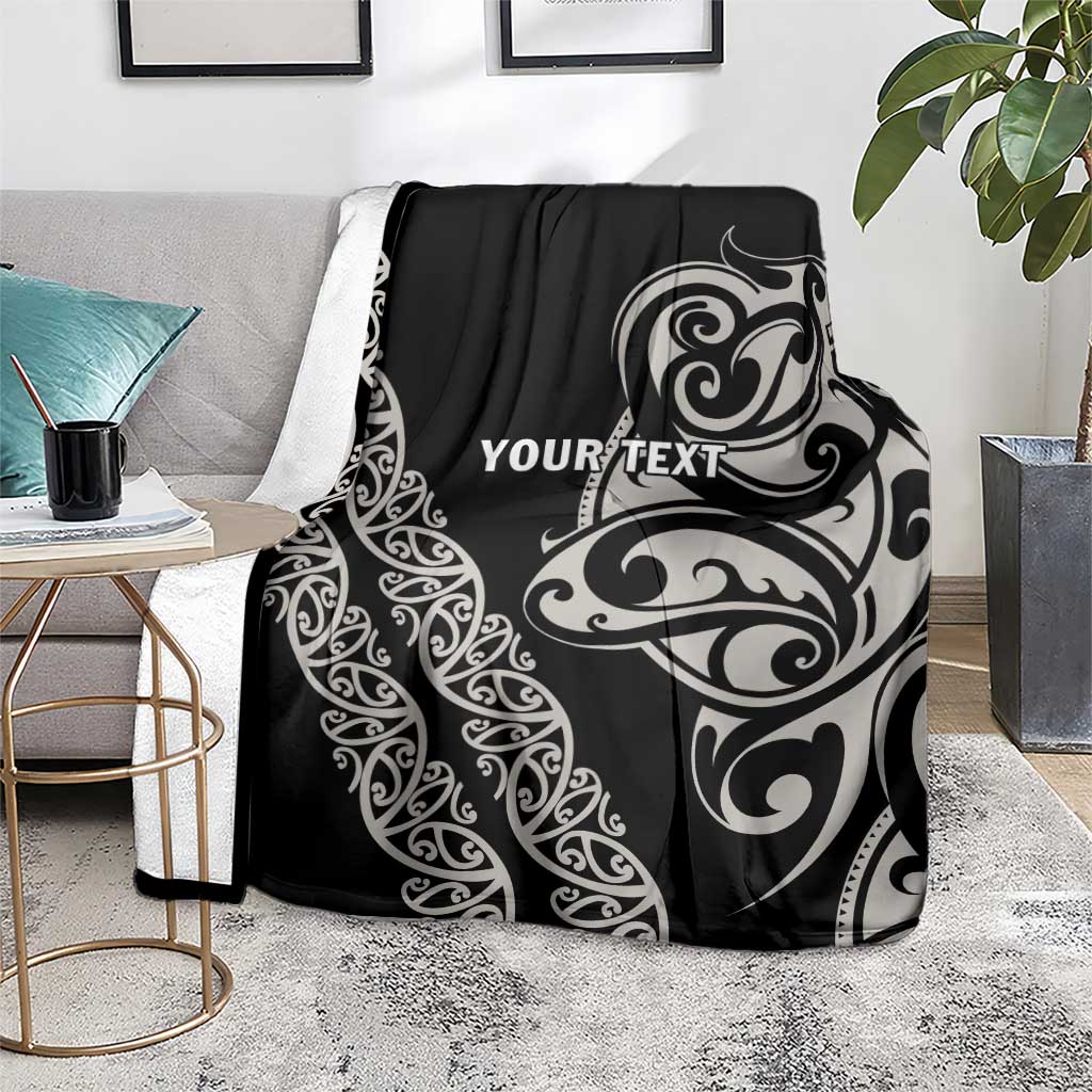 All Black Maori Tribal Tattoo Personalised Blanket Stone Gray Polynesian Style - Polynesian Pride