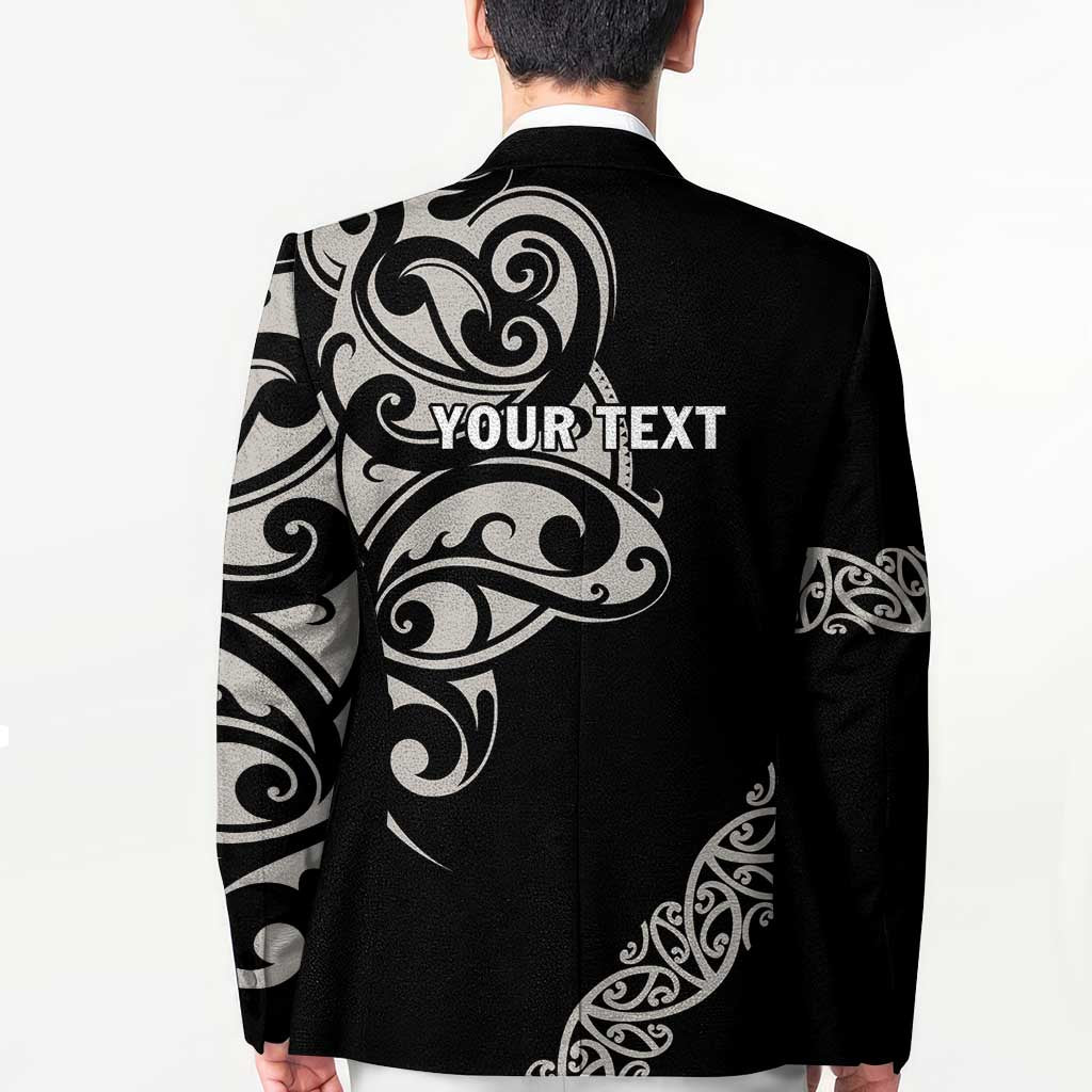 All Black Maori Tribal Tattoo Personalised Blazer Stone Gray Polynesian Style - Polynesian Pride