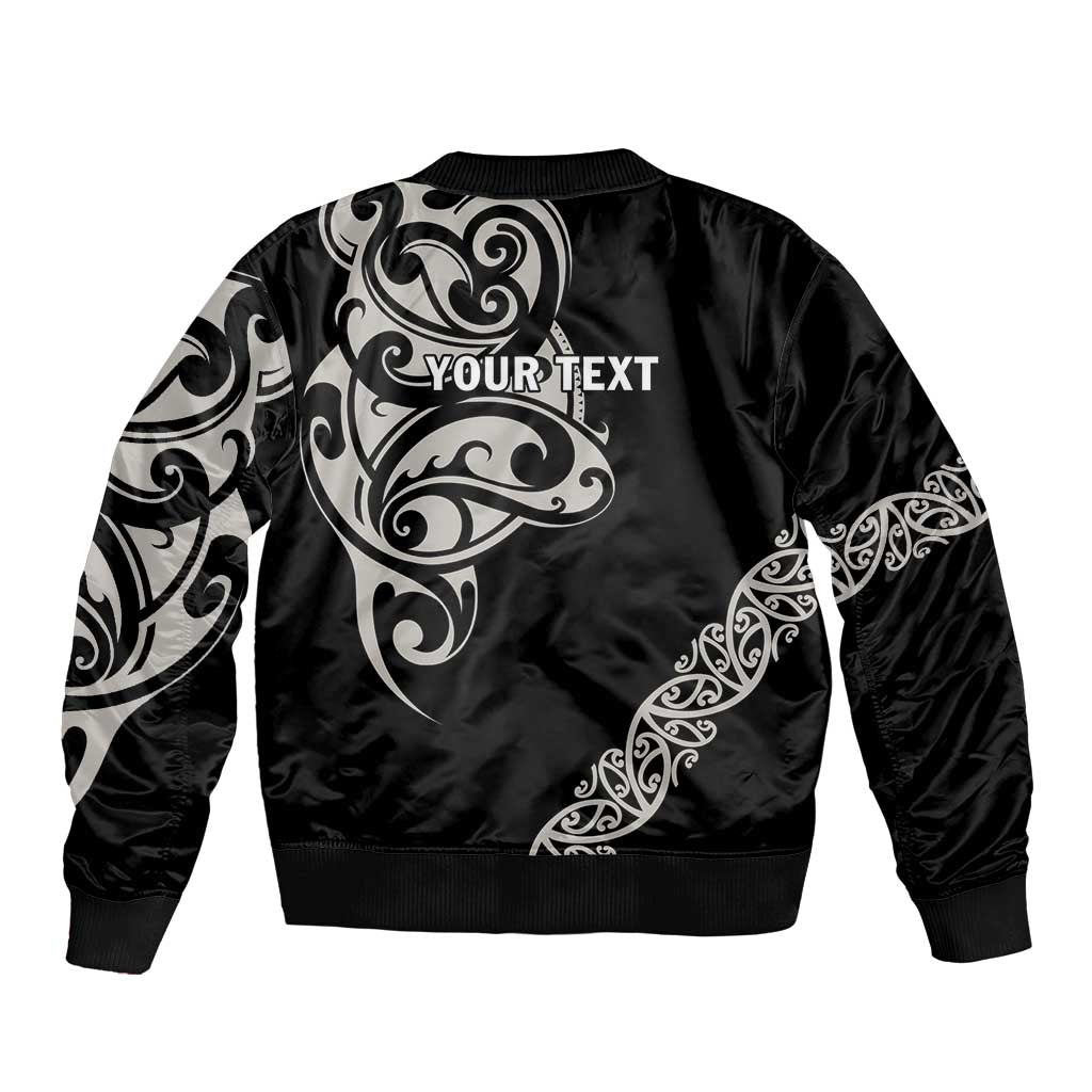 All Black Maori Tribal Tattoo Personalised Bomber Jacket Stone Gray Polynesian Style - Polynesian Pride