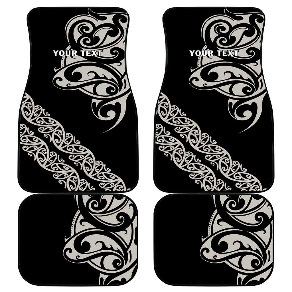 All Black Maori Tribal Tattoo Personalised Car Mats Stone Gray Polynesian Style - Polynesian Pride