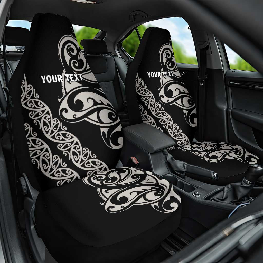 All Black Maori Tribal Tattoo Personalised Car Seat Cover Stone Gray Polynesian Style - Polynesian Pride