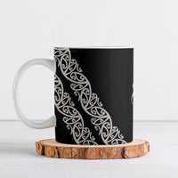 All Black Maori Tribal Tattoo Personalised Ceramic Mug Stone Gray Polynesian Style - Polynesian Pride
